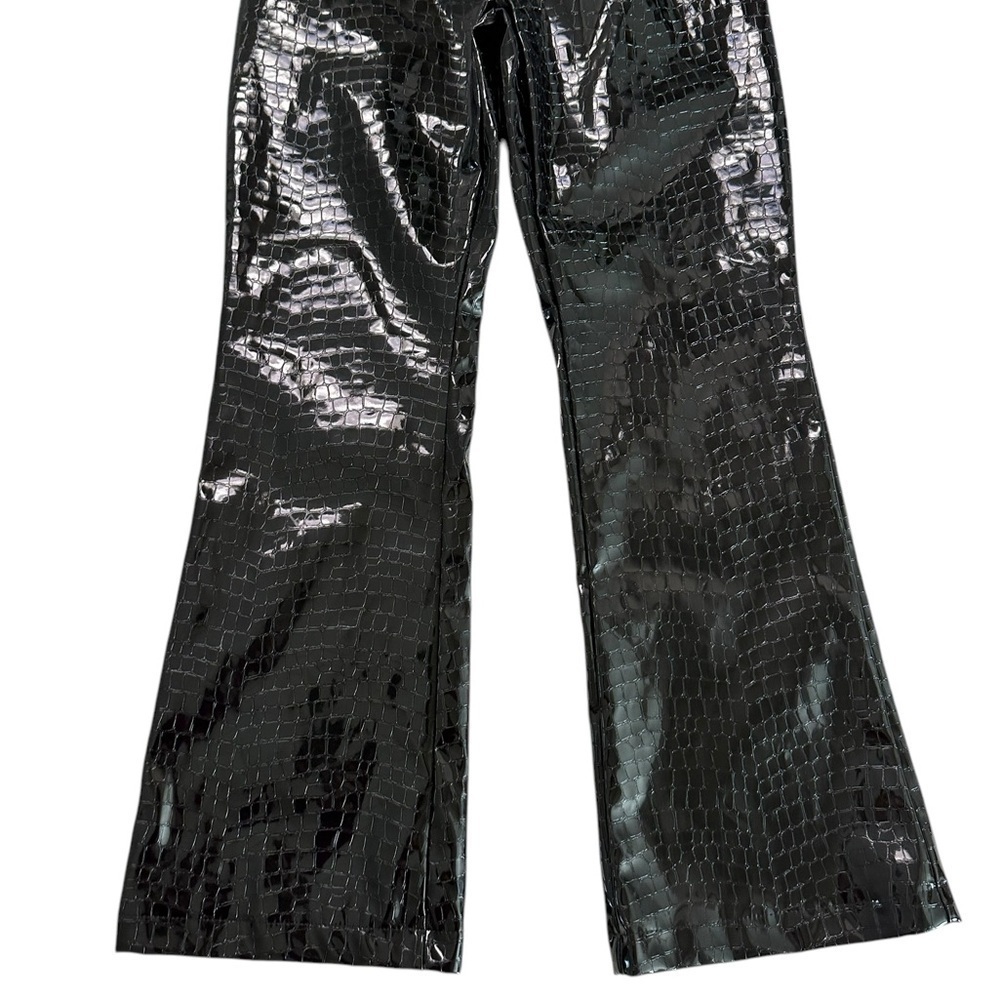 Cider black faux leather pants reptile embossed textured high waist NEW Size S - Picture 5 of 17